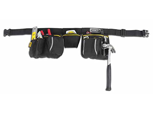 Stanley Werkzeuggürtel verstellbar mit Nageltaschen, Bandmaßtasche, Hammerhalter und zahlreichen Befestigungsmöglichkeiten ohne Werkzeug, 1-96-178