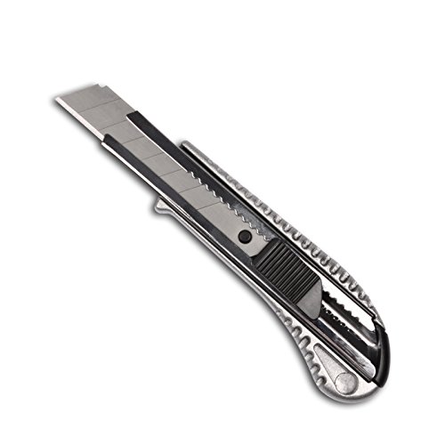 5 Stück Alu Druckguss Cuttermesser mit 18mm Abbrechklinge Teppichmesser Mehrzweck Messer Allzweckmesser