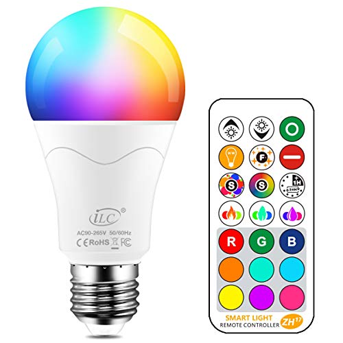 iLC LED Lampe ersetzt 85W, 1050 Lumen, RGB Glühbirne mit Fernbedienung Farbwechsel Farbige Birne warmweiß (2700 Kelvin), Edison E27